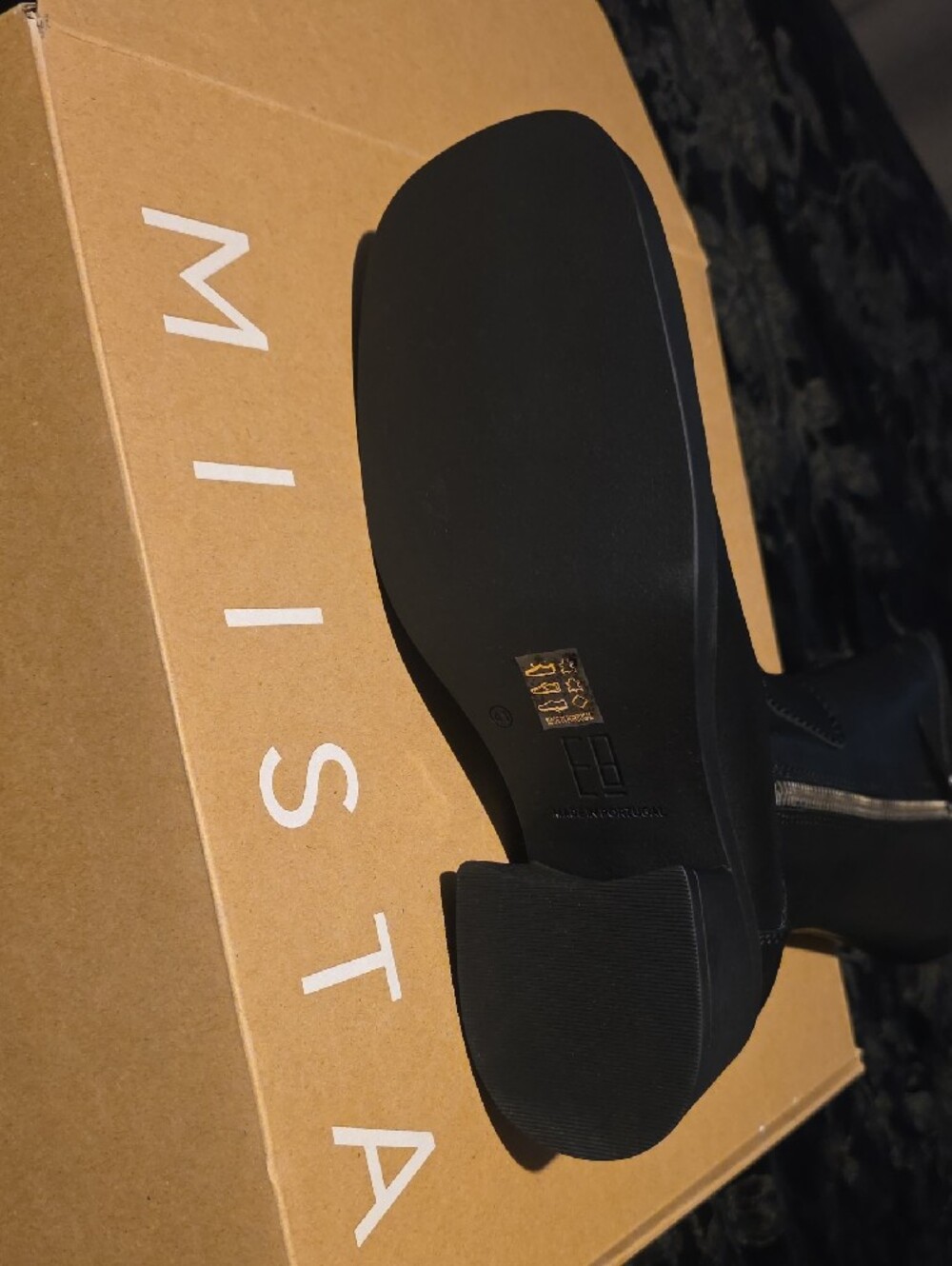 Miista Black Leather Mid-Calf Zip Heeled Boot - Picture 3 of 4